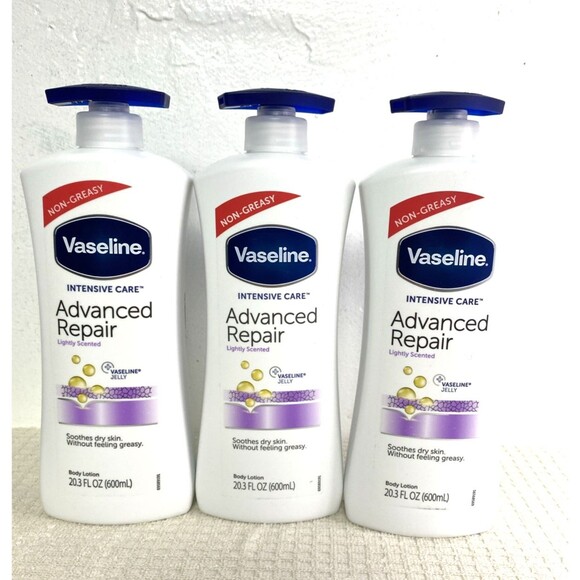 3 Vaseline Intensive Care Advanced Repair Light Scent Heals Dry Skin 20.3oz - Picture 1 of 9